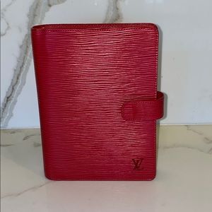 Louis Vuitton red Epi leather address book.